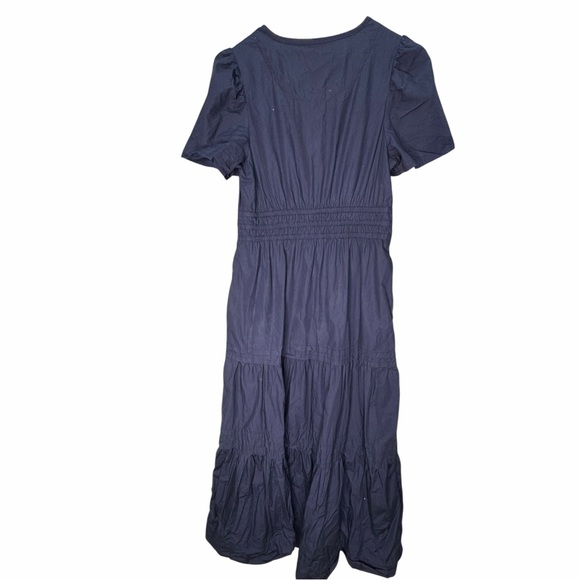 Quince 100 Organic cotton Navy Tiered Maxi dress Medium - Picture 2 of 8